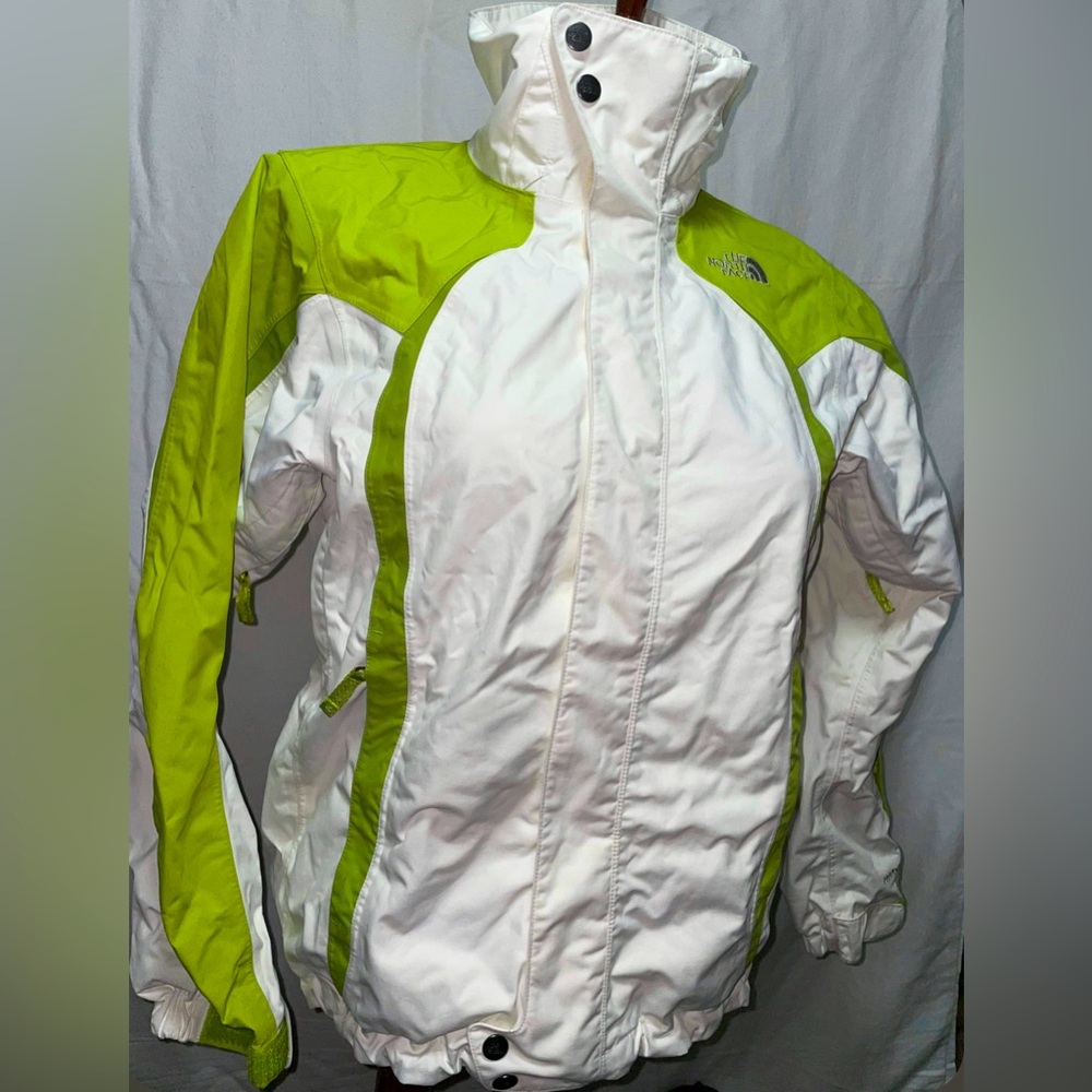 The North Face women’s size small lime green white zip up coat